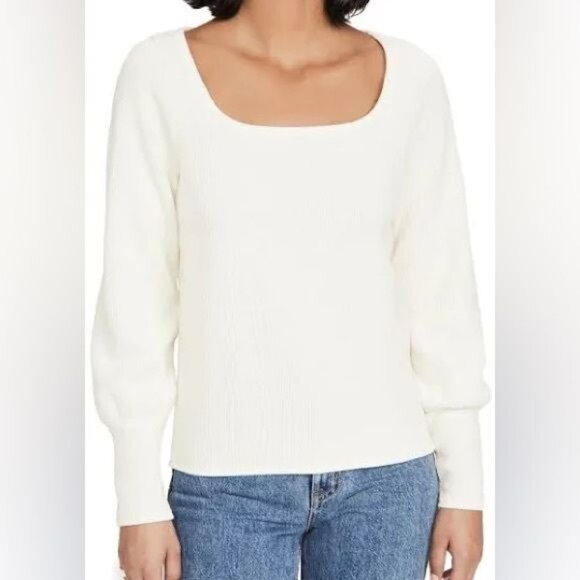 Madewell Women’s Top Size Small Ottoman Rib Square Neck Top Cream - Picture 1 of 15